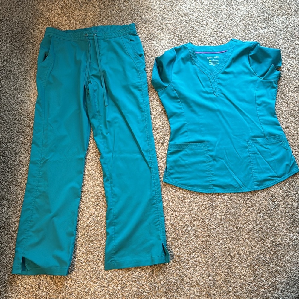 Purple label by healing hands scrub set in teal